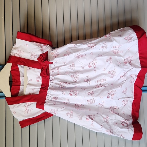 Jacadi Paris White & Red Trim Dress with Bloomers - Picture 2 of 13